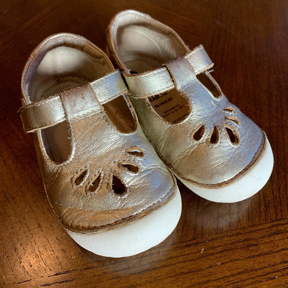 Old Soles gold mary jane leather toddler shoes
